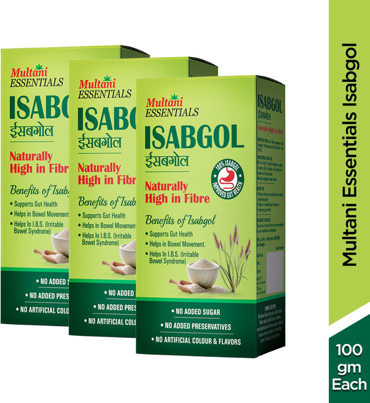 Multani Essentials Isabgol Psyllium Husk Powder| Manage Constipation, Gut Health -(Pack of 3, 100 g)