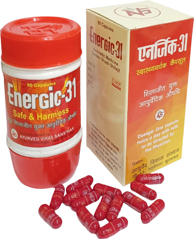 Energic-31 Ayurvedic Medicine With Shudh Shilajit(80 Capsules)