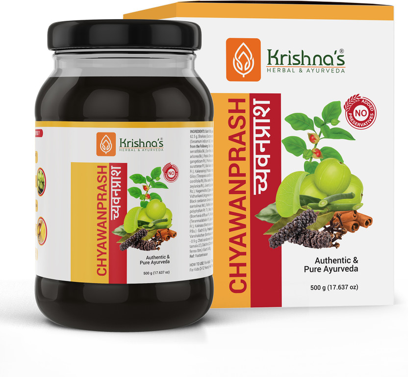 Krishna's Herbal & Ayurveda Chyawanprash Preservative Free 500g | Helps Build Stamina, Immunity & Strength(500 g)
