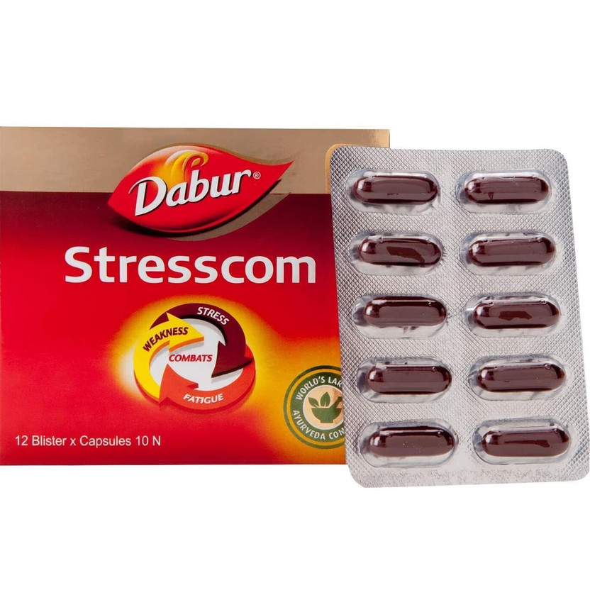 Dabur Dabur Stresscom Ashwagandha 12 Strips X 10 Capsules(Pack of 12, 120 Capsules) - Flipkart Deal