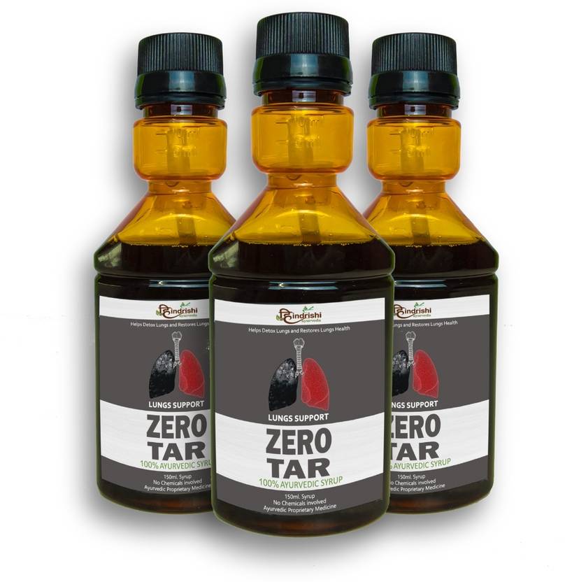 Hindrishi Ayurveda Zerotar Syrup (Set of 3) for Lungs Detox helps in