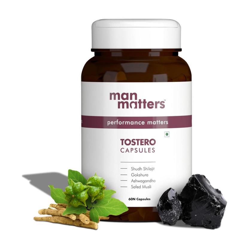 Man Matters Tostero Capsules For Men | Shudh Shilajit For Strength, Stamina & Muscle Growth(60 Capsules)