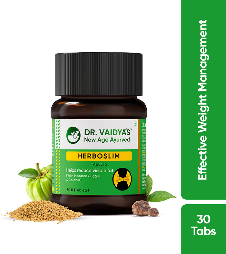 DR. VAIDYA'S Ayurvedic Herboslim Tablets | Helps Weight Loss, Burns Fat & Boosts Metabolism(30 Tablets)