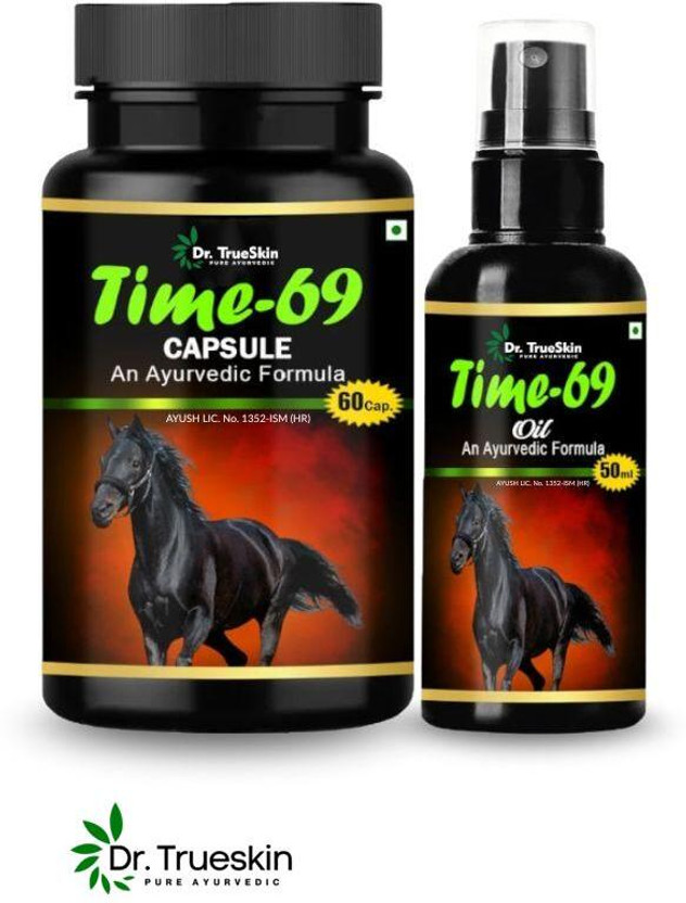 Dr.TrueSkin Time 69 Capsule + Oil Kit for Natural Strength & Performance(60 Capsules)
