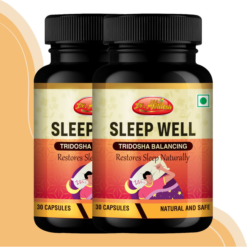 Dr.Akhilesh Sleep-Well Ayurvedic Sleep Capsules Pack of 2 Bottles(Pack of 2, 60 Capsules)
