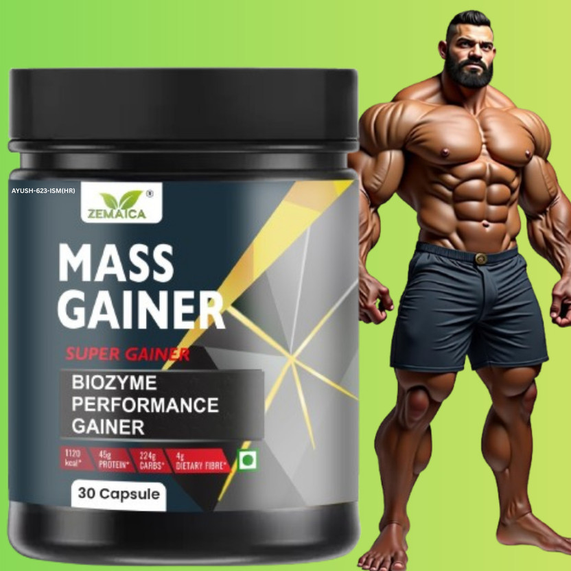 ZEMAICA Mass Gainer Capsules | Ayurvedic Weight Gain & Stamina Booster | 30(30 Capsules)