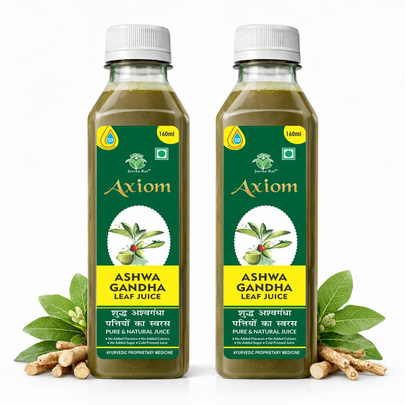 AXIOM Ashwagandha Leaf Juice | Immunity Booster | Get Slim |100% Natural WHO GMP, GLP, ISO Certified Natural Products | No added Water | No Added Sugar(Pack of 2, 320 ml)