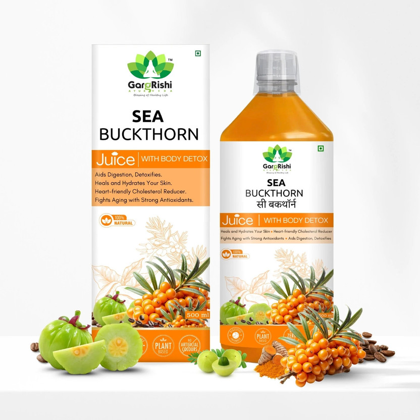 GargRishi Sea Buckthorn Juice Ayurvedic Herbal Detox Tonic with Vitamin C & Omega 3,6,7,9(500 ml)