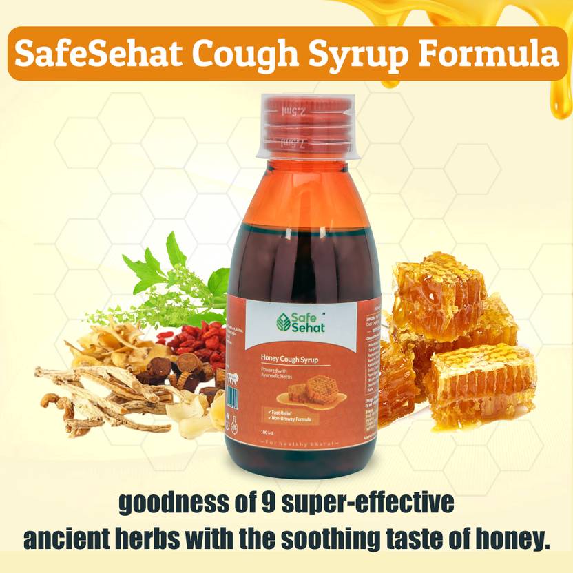 SafeSehat Ayurvedic Cough SyrupNondrowsy, with Honey , Zero Added Sugar 100ml Price in India