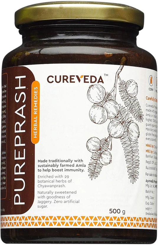 Cureveda Cureveda Pureprash Sugarfree Chyawanprash, Immunity Booster with Jaggery & Kesar - 500gm(500 g) - Flipkart Deal