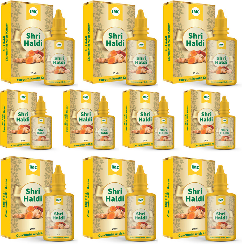 IMC Shri Haldi Curcumin with Kesar | Manages Diabetes, Glows Skin, Digestion & Sleep(Pack of 10, 200 ml)