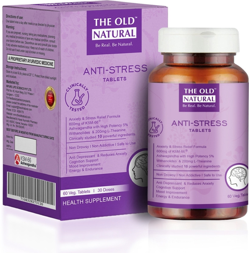 The Old Natural Anti Stress- KSM 66 Ashwagandha Tablets for Tension and Anxiety Relief(60 Tablets)