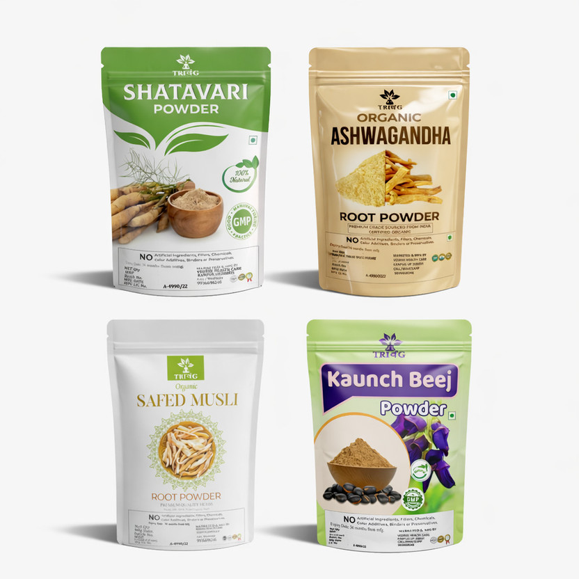 Trivang Ashwagandha, Safed White Musli, Kaunch Seed, Shatavari Powder (4 x 100 g) Combo(Pack of 4, 400 g)