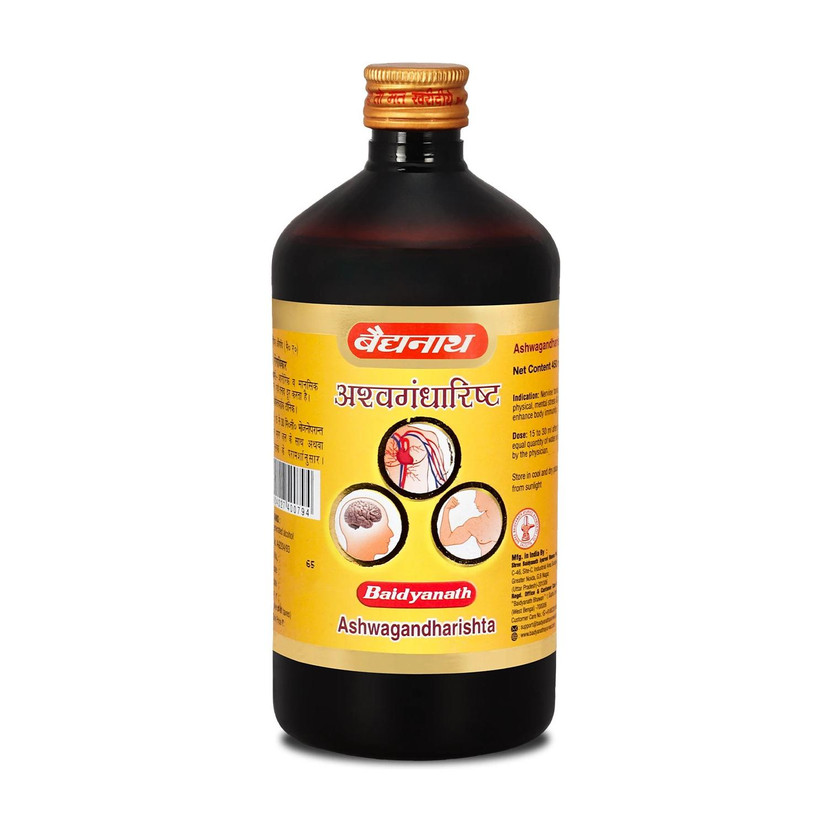 Baidyanath Ashwagandharishta | Helps to handle Physical, Mental & Emotional Stress & Anxiety | Improves overall health & restores Strength |(450 ml)