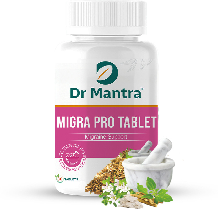 DrMantra Migra Pro Tablets Manages Migraine Pain Hypertension,Depression(30 Tablets)