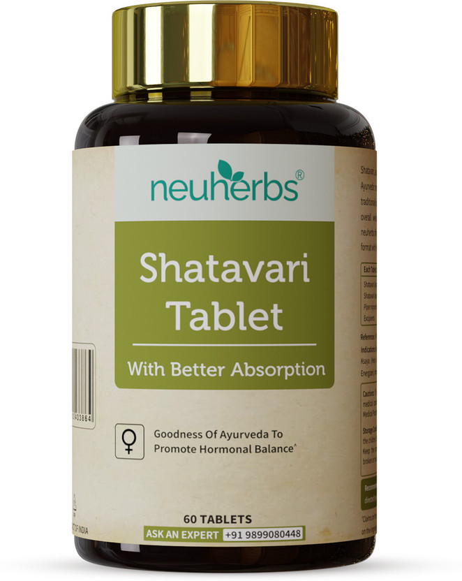 Neuherbs Shatavari Tablet | Ayurveda Herbal Supplement For Women's Hormonal Health-60 Tab(60 Tablets)