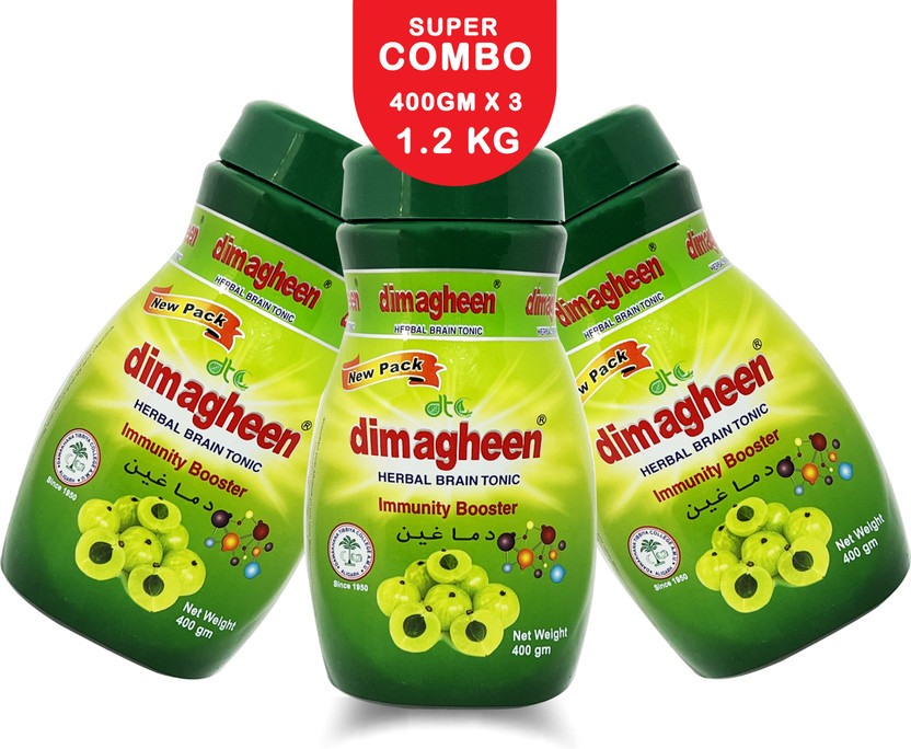 Dawakhana Tibbiya College Dimagheen Herbal Brain Tonic, Amla Immunity Booster and Mental Wellness Syrup(Pack of 3, 1.2 kg)
