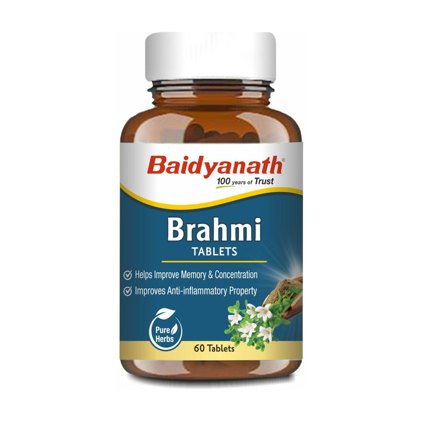 Baidyanath Brahmi Tablets | For Mind and Memory Wellness | Helps to handle life’s daily Stress and Anxiety | Rejuvenates Mind & Body |(60 Tablets)