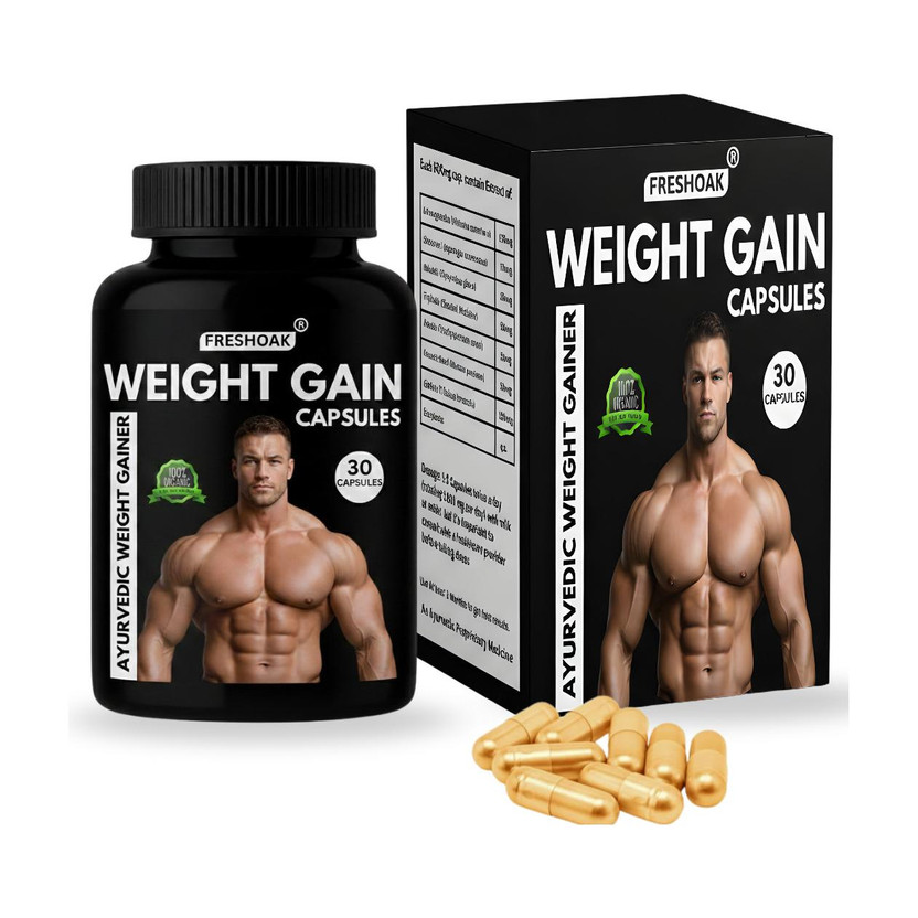 freshoak Grow Body I 100% Ayurvedic Weight Gainers/Mass Gainers Capsules 30 PCS(30 Capsules)