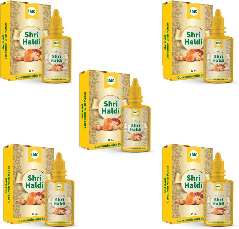 IMC IMC Shri Haldi Curcumin with Kesar | Manages Diabetes, Glows Skin, Digestion & Sleep(Pack of 5, 100 ml) - Flipkart Deal
