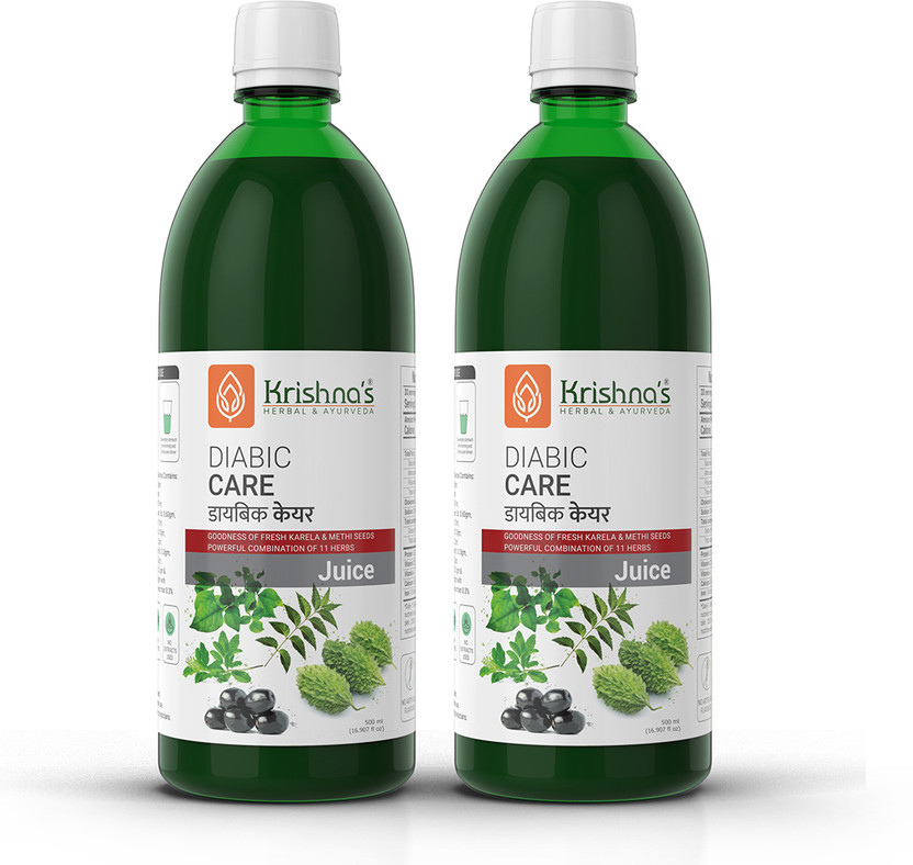 Krishna's Herbal & Ayurveda Diabic Care Juice | Helps Manage Blood Sugar | Boosts Metabolism and Improves Digestion | Stimulate Insulin Secretion | Helps Manage Weight | Pack of 2 | 500ml Each(Pack of 2, 1000 ml)