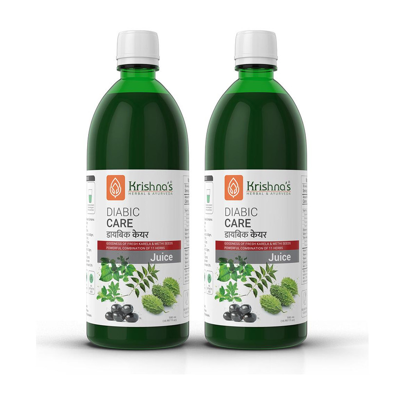 Krishna's Herbal & Ayurveda Diabic Care Juice | Helps Manage Blood Sugar | Boosts Metabolism and Improves Digestion | Stimulate Insulin Secretion | Helps Manage Weight | Pack of 2 | 500ml Each(Pack of 2, 1000 ml)