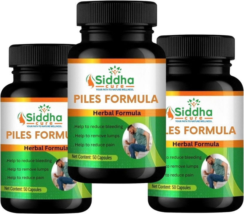 Siddha cure Piles 100% Ayurvedic Piles fast Relief From Bawasir For Men & Women(Pack of 3, 150 Capsules)