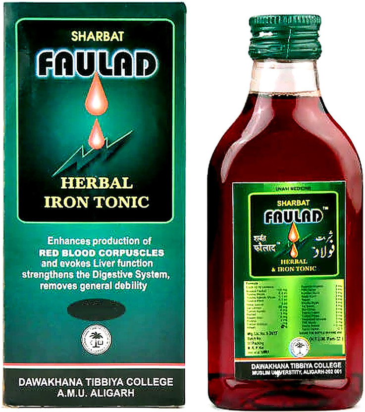 Dawakhana Sharbat Faulad Herbal Iron Tonic Unani Syrup for Energy 380ml(380 ml)