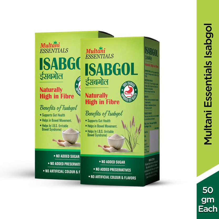 Multani Essentials Isabgol Psyllium Husk Powder| Manage Constipation, Gut Health -(Pack of 2, 50 g)