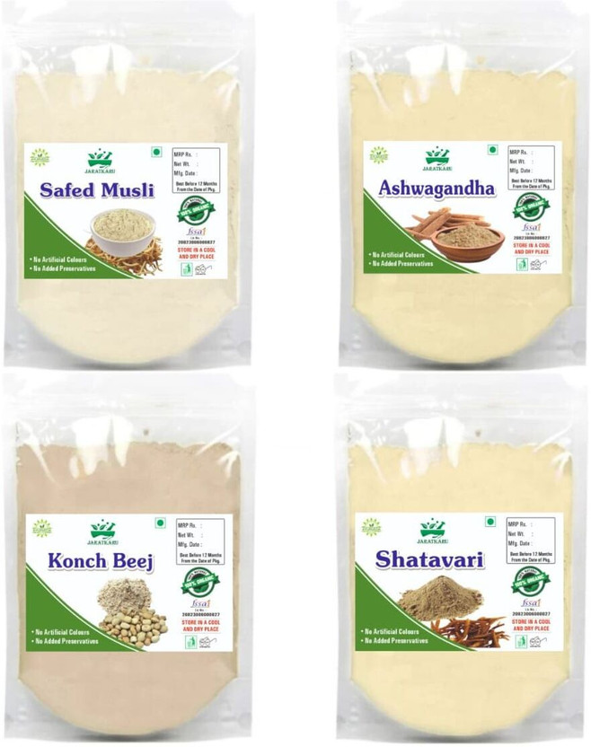 JARATKARU Ayurvedic Herbal Blend: Safed Musli, Ashwagandha, Kaunch, Shatavari Powder Combo(100GM)