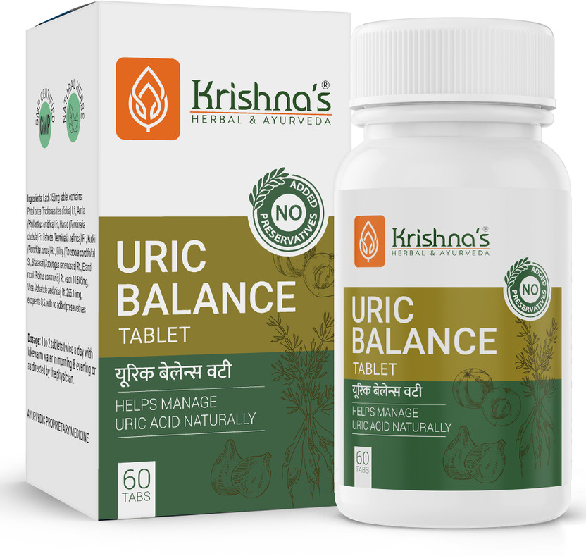 Krishna's Herbal & Ayurveda Uric Balance Tablet Blend of 9 Herbs Helps to Reduce Uric Acid Levels Naturally(60 Tablets)