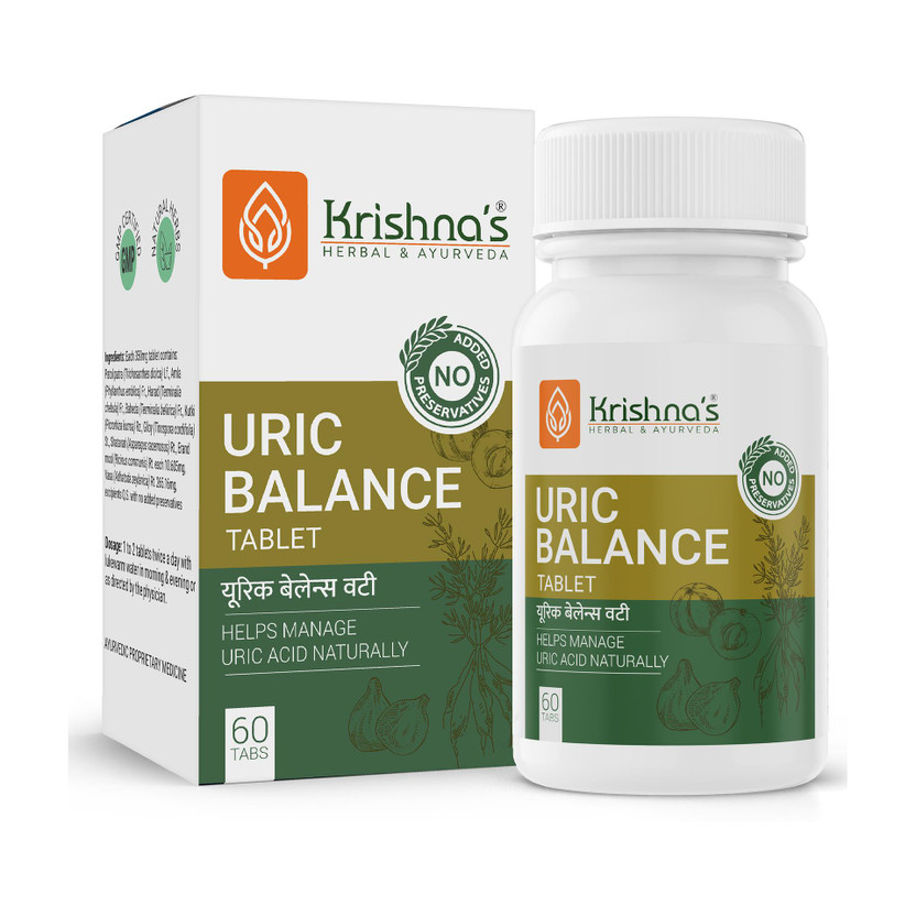 Flipkart Krishna's Herbal & Ayurveda Uric Balance Tablet Blend of 9 Herbs Helps to Reduce Uric Acid Levels Naturally(60 Tablets) - Flipkart Deal