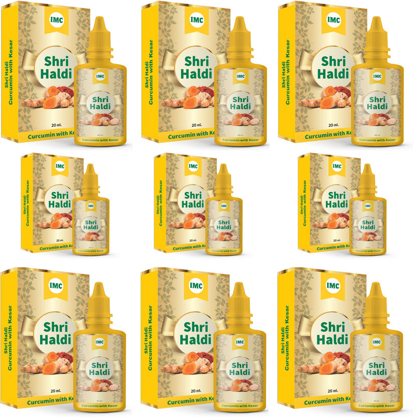 IMC Shri Haldi Curcumin with Kesar | Manages Diabetes, Glows Skin, Digestion & Sleep(Pack of 9, 180 ml)