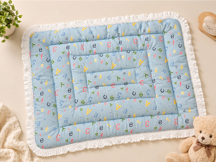 BABYBEDS New Born Baby Supper Soft Fril Mattress(0-6 Months)( Pack Of 1) BABY 100% COTTEN BABY METTERSS ANIMAL(Fabric, MULTICOLORE)