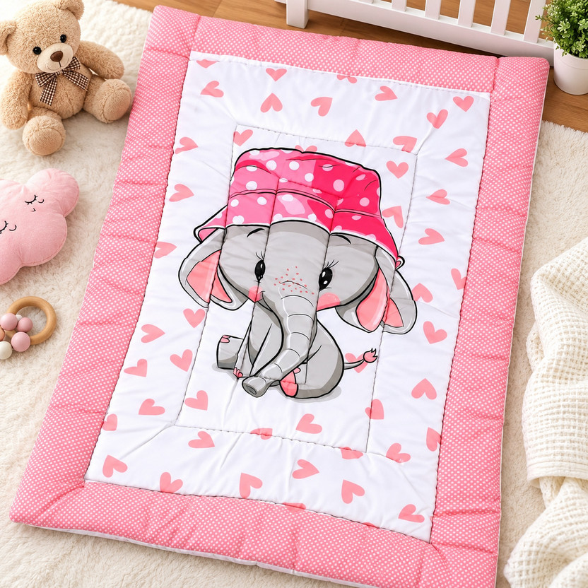 AKARTAA PINK ELEPHANT PRINTED GODADI FOR NEW BORN BABY FOR COMFART STANDERD ELEPHANT(Fabric, Pink)