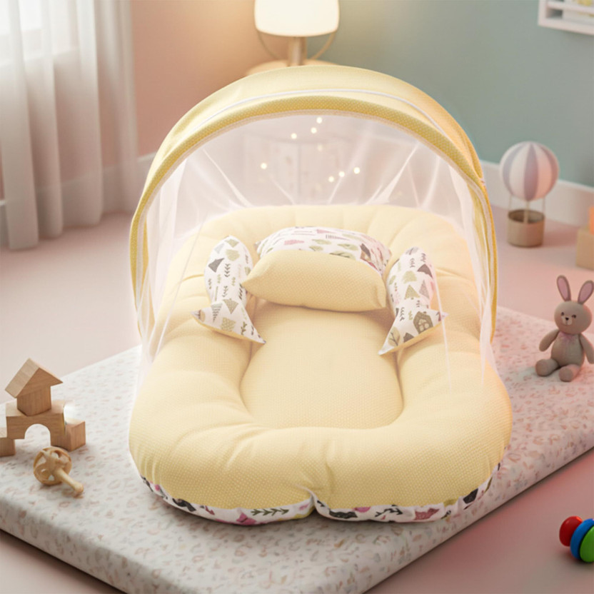 baybee baybee Baby Bedding Set For NewBorn Baby Bed Mattres Neck Pillow Travel Bed 0-6 Months Mosquito Net Bed Crib Bedding(Fabric, Green) - Flipkart Deal