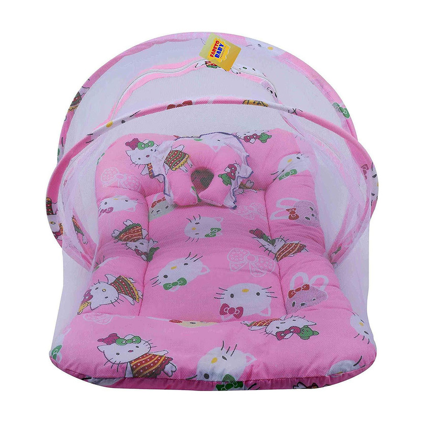 Fareto Baby Mosquito Net Bed(0-6 Months) (Pink) print cartoon(Fabric, Pink)