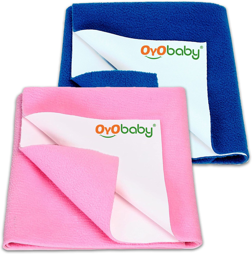 Oyo Baby Waterproof Bed Protector Dry Sheets(Gift Pack 2,(70cm X 50cm),Royal Blue+Pink) Rectangle Rectangle(Fabric, Royal Blue, Pink)