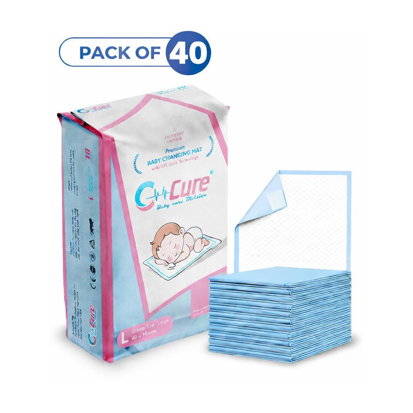 C-Cure Baby Underpad Diaper Changing Mats Baby Sleeping Mats Disposable soiled(Fabric, Blue 3)
