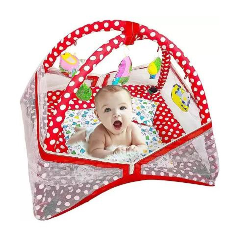 KIRADAY New born Baby bedding set With Mosquito Net And Pillow Bed Box Crib(Fabric, Red)