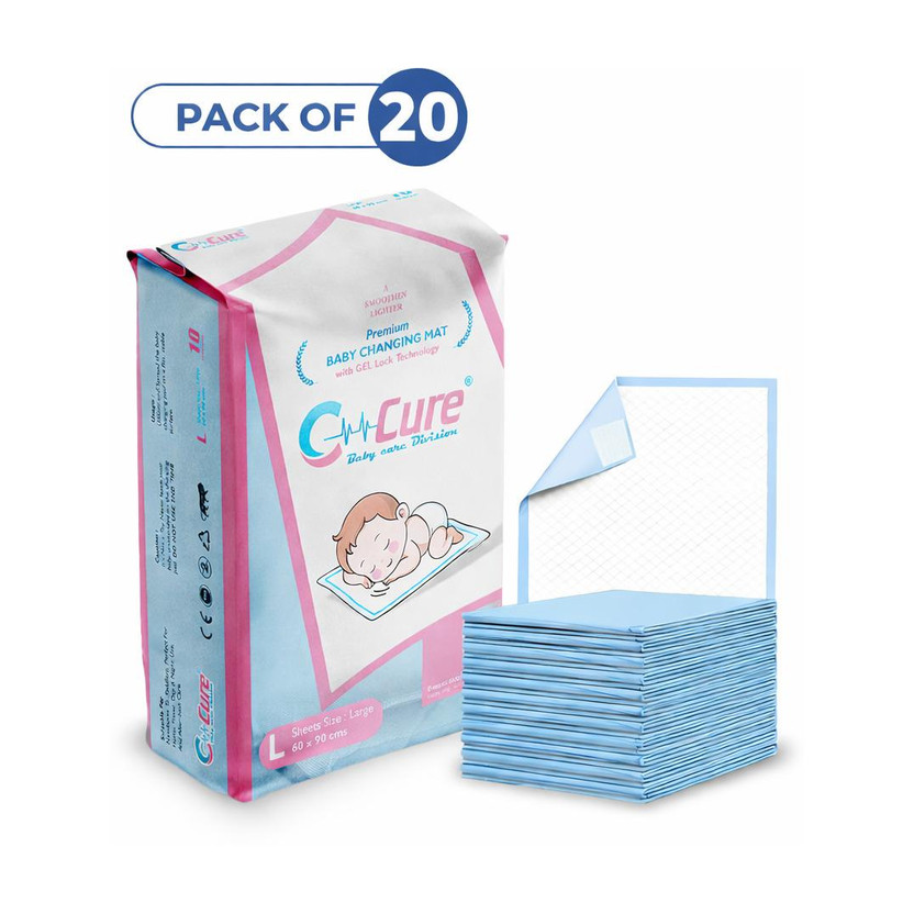 C-Cure Baby Underpad Diaper Changing Mats Baby Sleeping Mats Disposable soiled(Fabric, Blue 2)