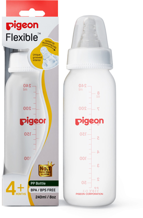 Pigeon PERISTALTIC NURSING BOTTLE RPP 240ML(WHITE) NIPPLE M - 240 ml(TRANSPARENT)