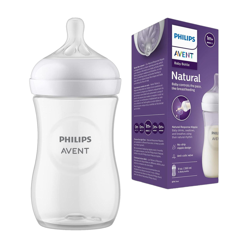 Philips Avent Natural Response Baby Bottle SCY903/01 | 1m+ age | BPA free | Pack of 1 - 260 ml(White)