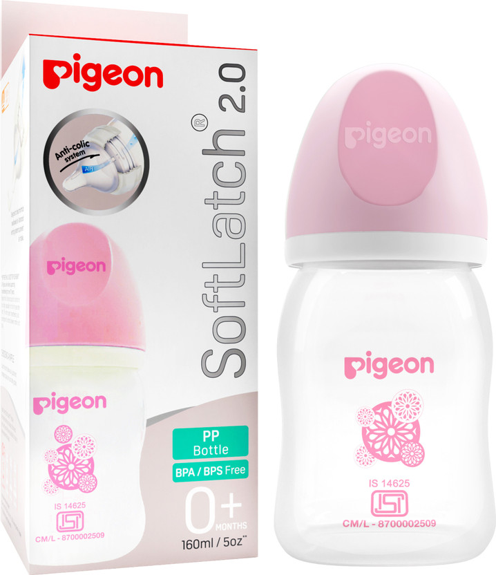 Pigeon Softlatch 2.0 Wide Neck PP baby feeding bottle� - 160 ml(Pink)