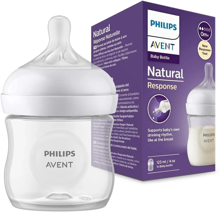 Philips Avent Natural Response Baby Bottle SCY900/01 | 0m+ age | BPA free | Pack of 1 - 125 ml(White)
