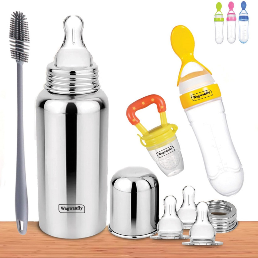 Wagwanfly Baby Feeding Bottle, Stainless Steel Baby Milk Bottle Cleaning Brush pigeon - 240 ml(Yellow-SP-FF)