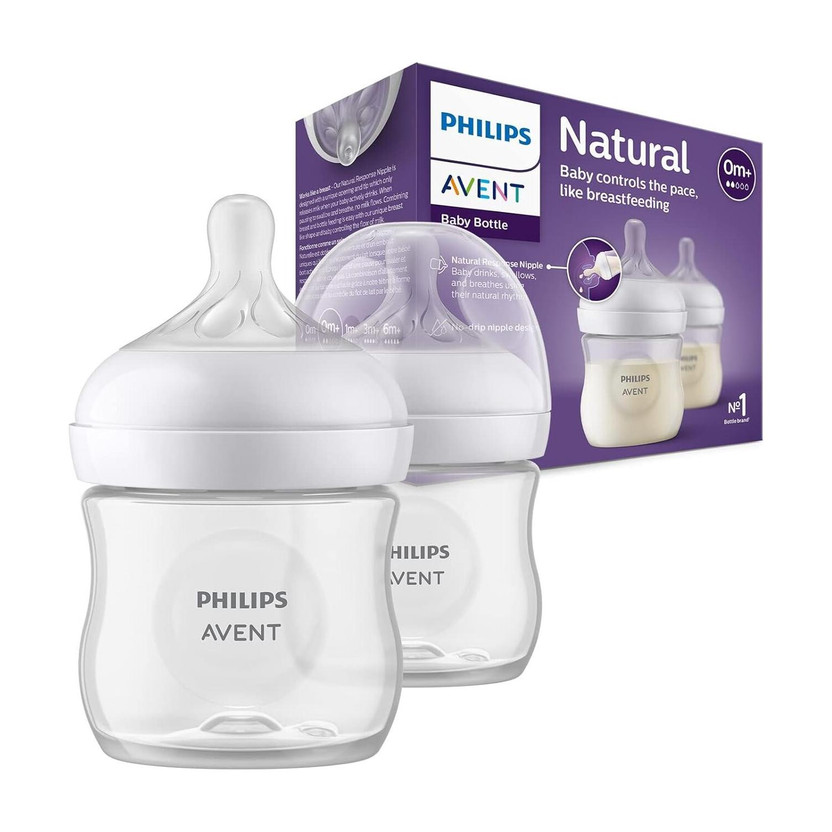 Philips Avent Natural Response Baby Bottle SCY900/02 | 0m+ age | BPA free | Pack of 2 - 125 ml(White)