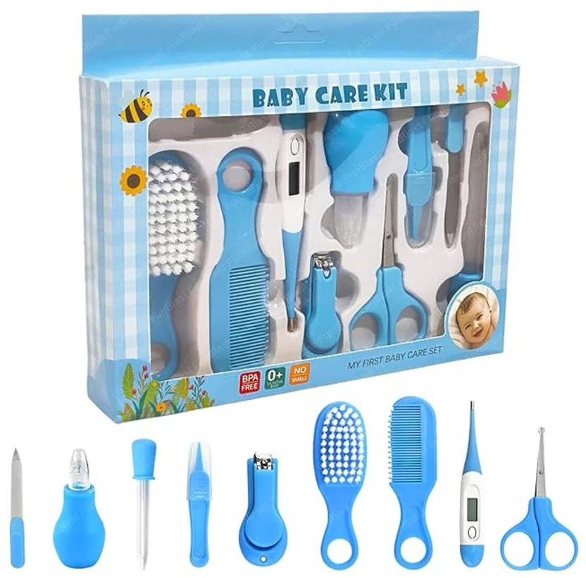 ROMYCRON 10 Pcs Baby Healthcare Nail Care Newborn Baby Care Kit Grooming Kit Gifting Set(Blue)