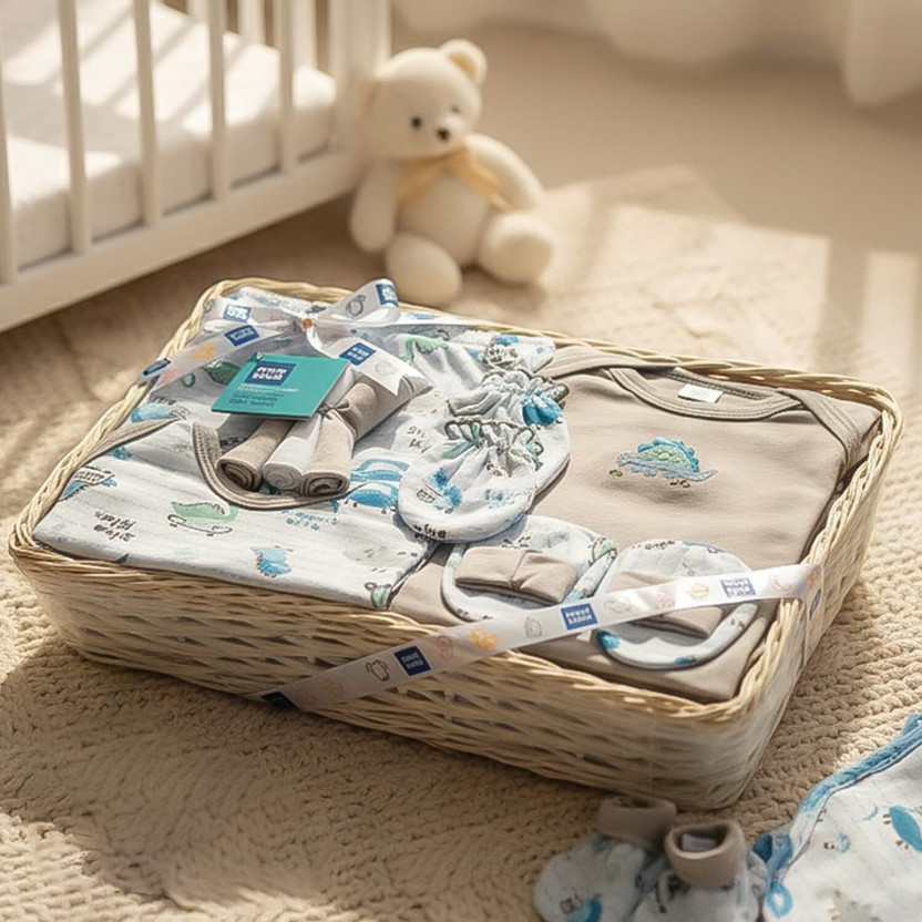 MeeMee New Born Baby Gift Set for Girls, Boys | Baby Shower Clothing Hamper(Grey)