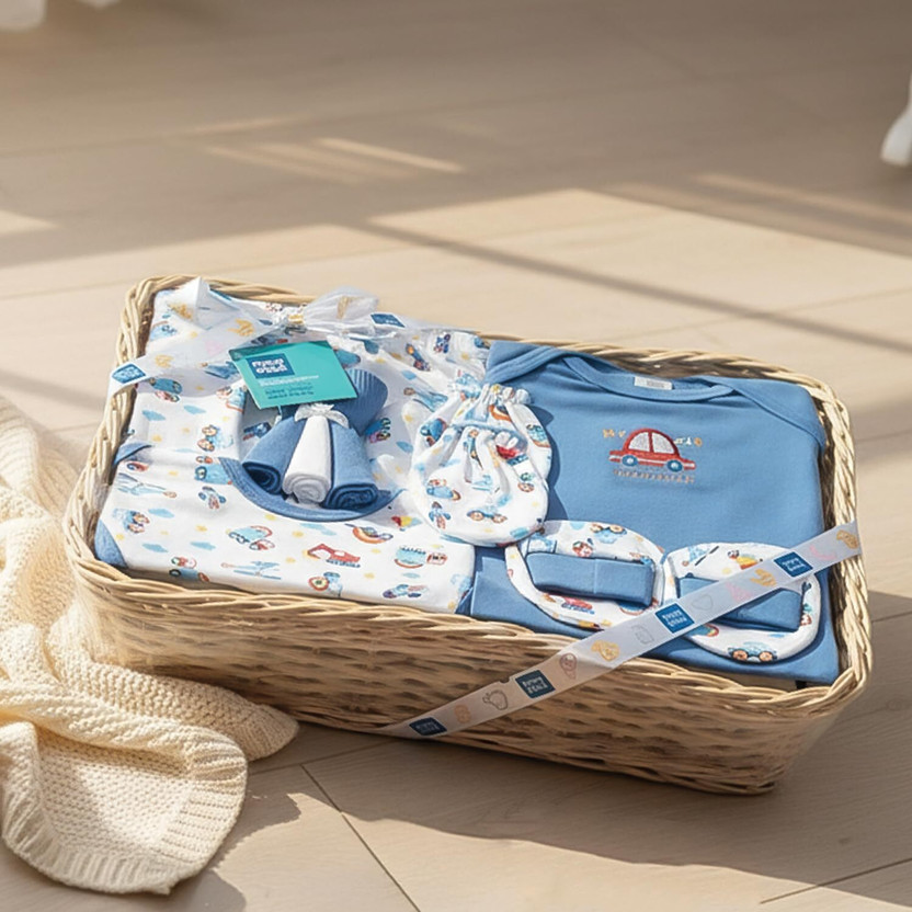 MeeMee New Born Baby Gift Set for Girls, Boys | Baby Shower Clothing Hamper(Dark Blue)